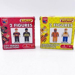 Blokko City Heroes And Construction WorkerMini Figs Sets Figures Lot 2 NEW